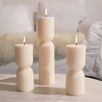 Roman Striped Cylindrical Candle