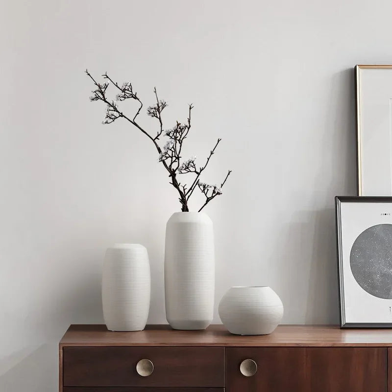 Modern Minimalist Creative White Brushed Ceramic Vase